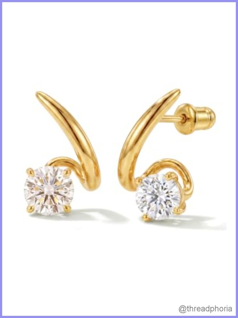 Gold Plated Illusion CZ Stud Earrings Hypoallergenic 14k Gold